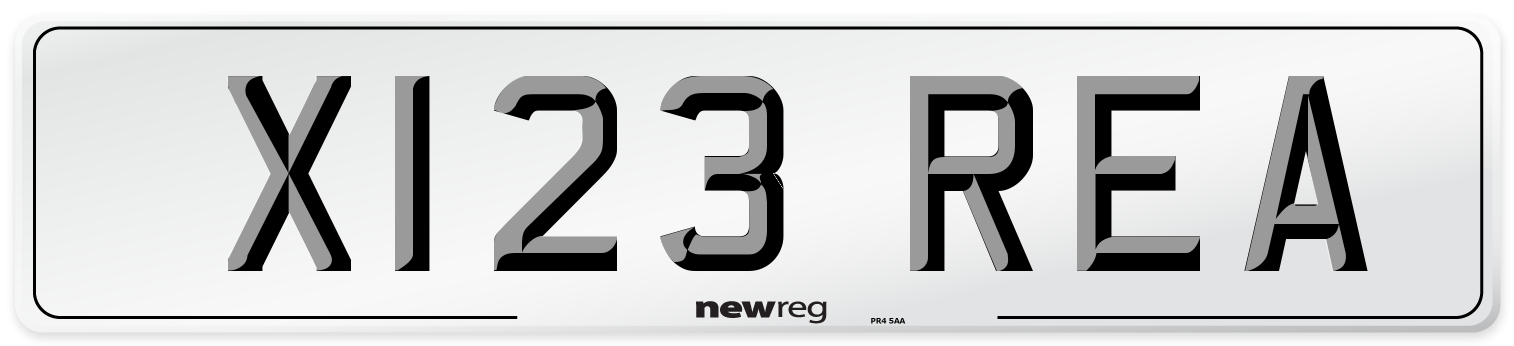 X123 REA Number Plate from New Reg